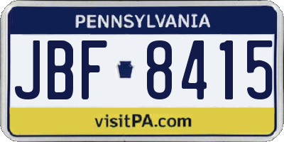 PA license plate JBF8415