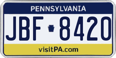 PA license plate JBF8420