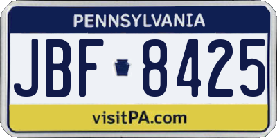 PA license plate JBF8425