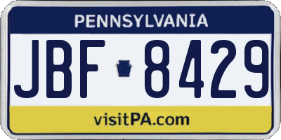 PA license plate JBF8429