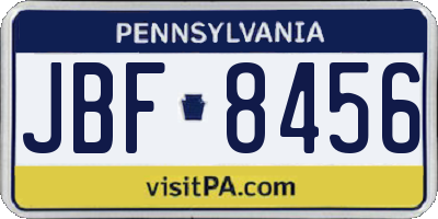 PA license plate JBF8456