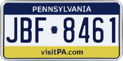 PA license plate JBF8461