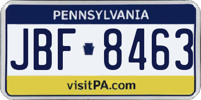 PA license plate JBF8463