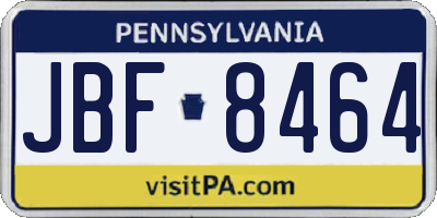 PA license plate JBF8464