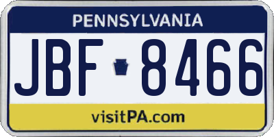 PA license plate JBF8466