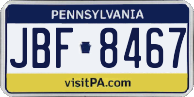 PA license plate JBF8467