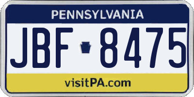PA license plate JBF8475