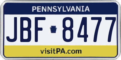 PA license plate JBF8477