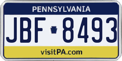 PA license plate JBF8493