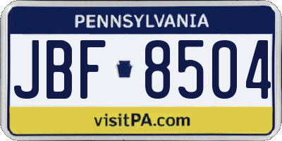 PA license plate JBF8504