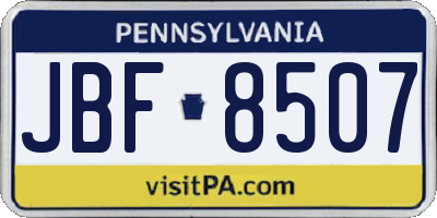 PA license plate JBF8507