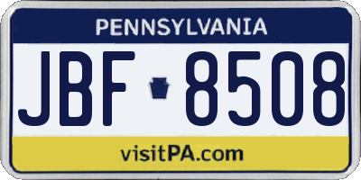 PA license plate JBF8508