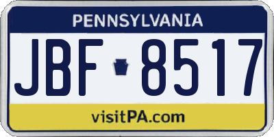 PA license plate JBF8517