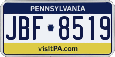 PA license plate JBF8519