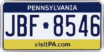 PA license plate JBF8546