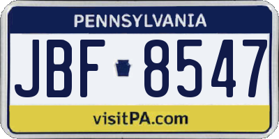 PA license plate JBF8547