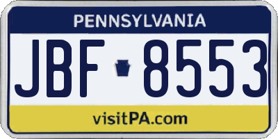 PA license plate JBF8553