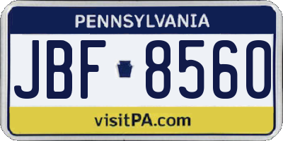 PA license plate JBF8560