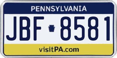 PA license plate JBF8581
