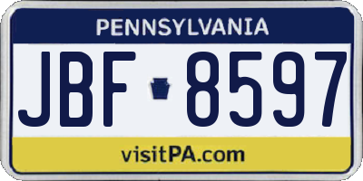 PA license plate JBF8597