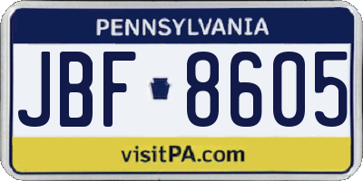 PA license plate JBF8605