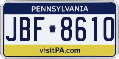 PA license plate JBF8610