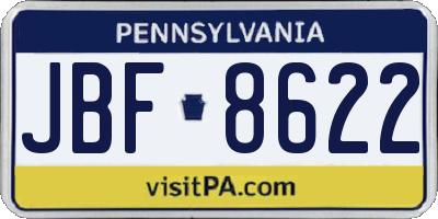 PA license plate JBF8622