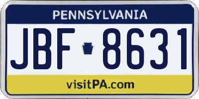 PA license plate JBF8631