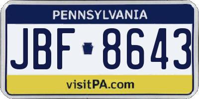 PA license plate JBF8643