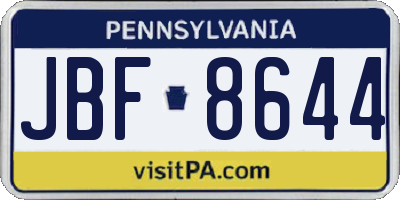 PA license plate JBF8644