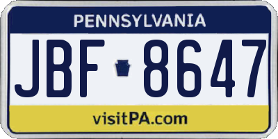 PA license plate JBF8647