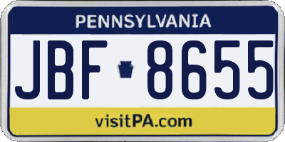 PA license plate JBF8655