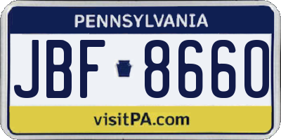 PA license plate JBF8660