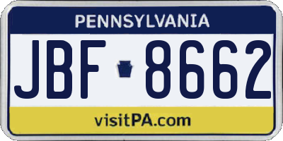 PA license plate JBF8662