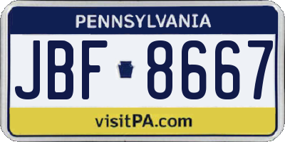 PA license plate JBF8667