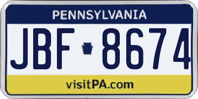 PA license plate JBF8674