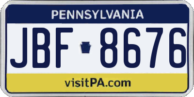 PA license plate JBF8676