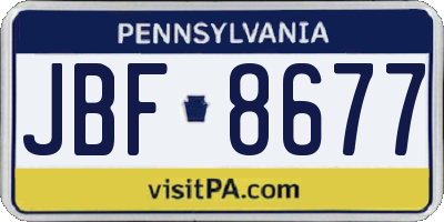 PA license plate JBF8677