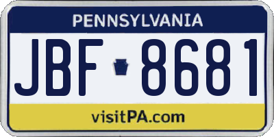PA license plate JBF8681