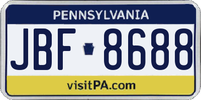PA license plate JBF8688