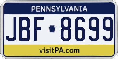 PA license plate JBF8699