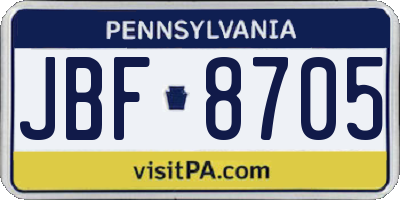 PA license plate JBF8705
