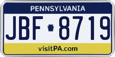 PA license plate JBF8719