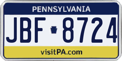 PA license plate JBF8724