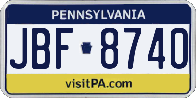 PA license plate JBF8740