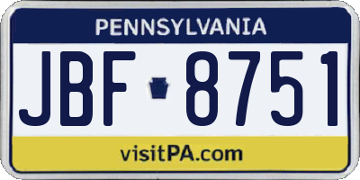 PA license plate JBF8751