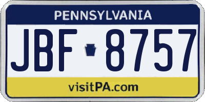 PA license plate JBF8757