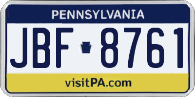 PA license plate JBF8761