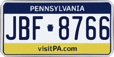 PA license plate JBF8766