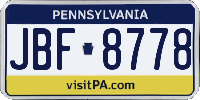 PA license plate JBF8778